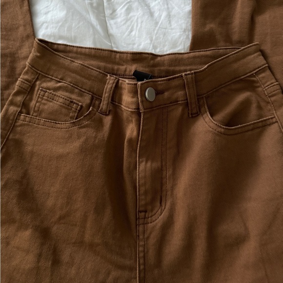 Cider Bootleg Jeans Frayed Bottom Brown Jeans Size S two front and back pockets - Picture 9 of 12